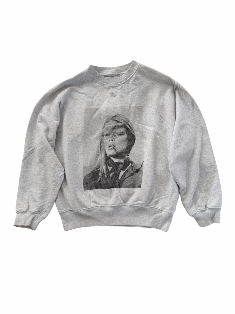 Anine Bing Terry O’Neill Ramona Sweatshirt Bridget Bardot Graphic Gray S